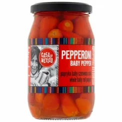 Papryka Pepperoni BABY Czerwona Cała 325 g (180 g) - Casa de Mexico