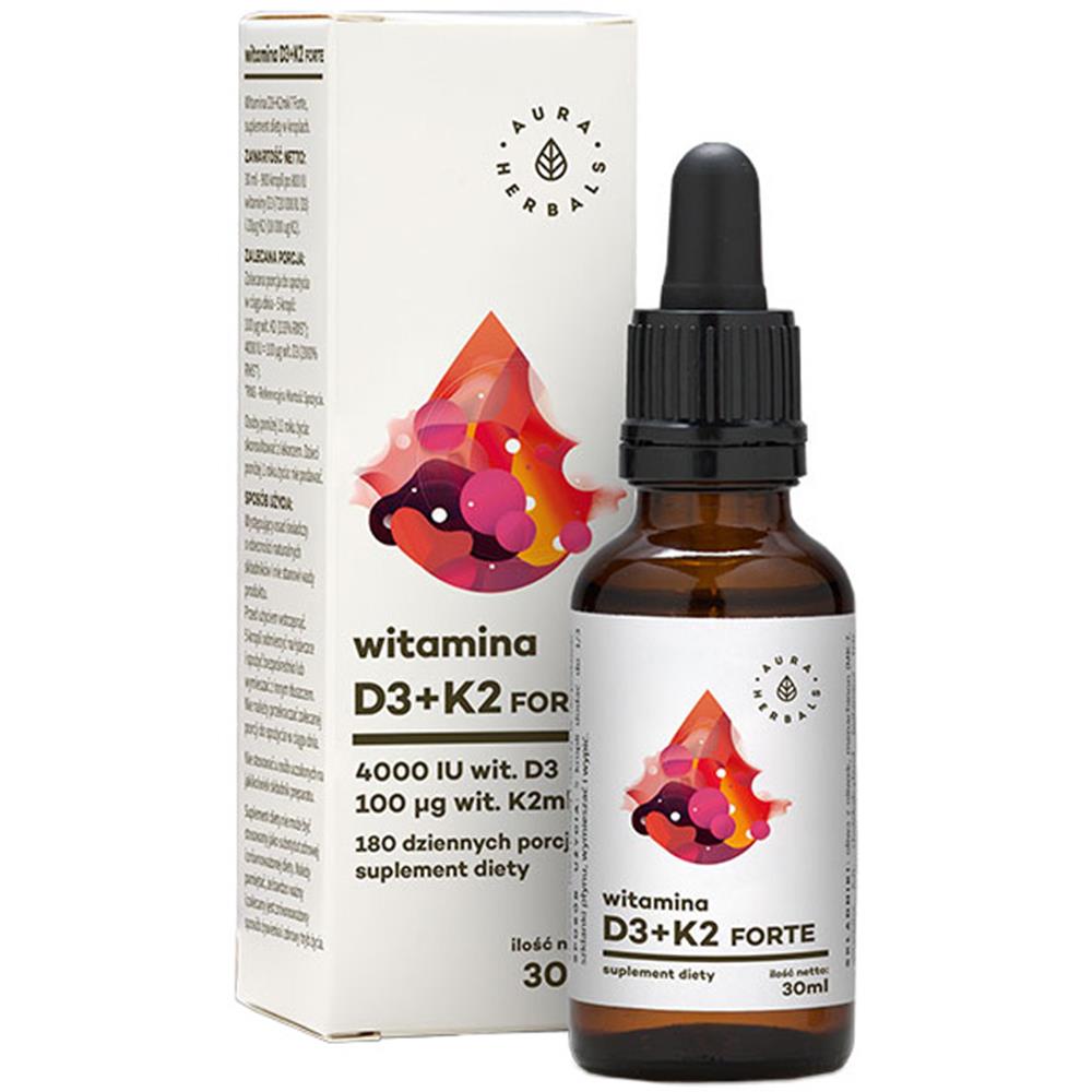 Witamina D3 + K2mk7 FORTE - krople  30 ml Aura