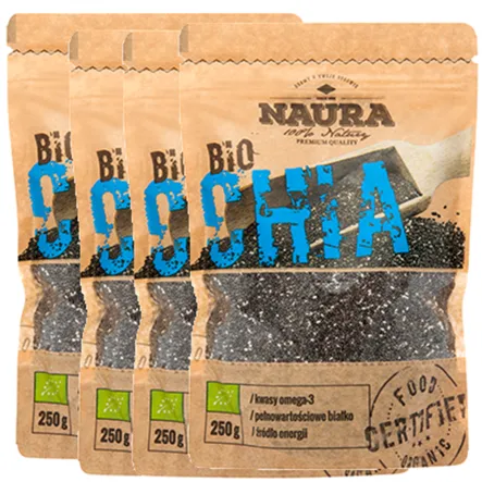 Nasiona Chia Bio 1kg =  4x 250 g - Naura