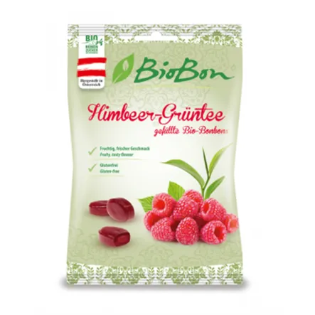 Cukierki Malina Zielona Herbata Bezglutenowe 85 g BioBon