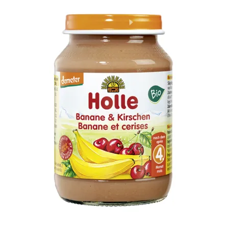 Holle Deser Dla Niemowląt Banan/Wiśnia Bio 190 G