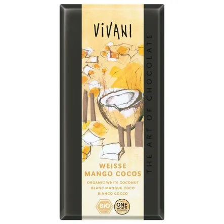 Czekolada Biała Mango Kokosowo-Jogurtowa Bio 100G-Vivani