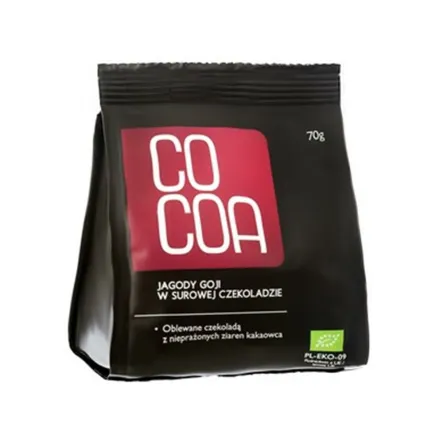 Jagody Goji w Surowej Czekoladzie Bio 70 g - Cocoa - Przecena Krótka Data Minimalnej Trwałości