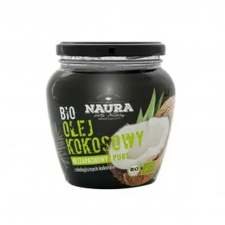 Bio Olej Kokosowy Pure 450 g Naura - Bezwonny, Rafinowany, Oczyszczony, Bezzapachowy 