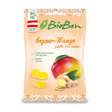 Cukierki Twarde  Imbir - Mango  Bezglutenowe 85 G BioBon