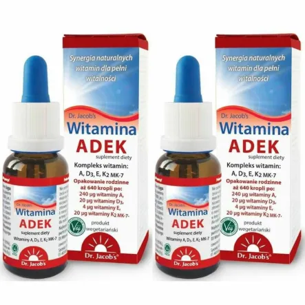 2 x Witamina ADEK Kompleks Witamin A+D3+E+K2-MK7 20 ml - Dr. Jacobs
