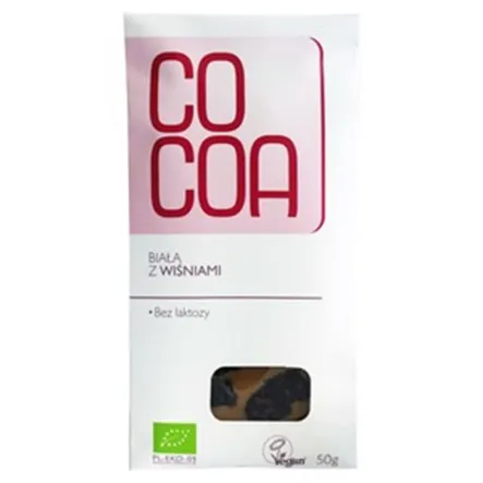 Czekolada Biała Z Wiśniami Bio 50 g - Cocoa 