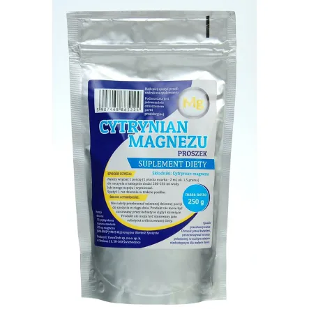 100% Cytrynian Magnezu 250 g- VascoTech - Suplement Diety z Miarką