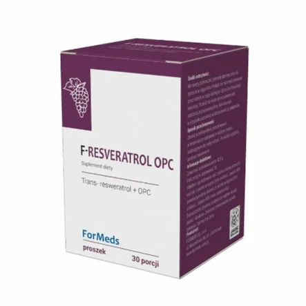 F-RESVERATROL OPC 30 porcji Formeds - trans- rezweratrol (ze skórek winogron),proantocyjanidyny (OPC) z pestek winogron oraz owoc czarnej porzeczki