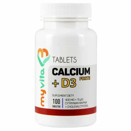 Calcium plus D3 Forte (Cytrynian Wapnia ) 100 Tabletek - MyVita - Przecena Krótka Data Minimalnej Trwałości
