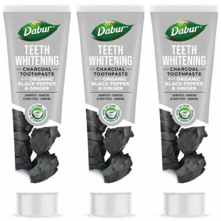3 x Pasta do Zębów Wybielająca z Aktywnym Węglem, Czarnym Pieprzem i Imbirem 100 ml - Dabur