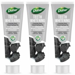 3 x Pasta do Zębów Wybielająca z Aktywnym Węglem, Czarnym Pieprzem i Imbirem 100 ml - Dabur