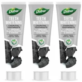 3 x Pasta do Zębów Wybielająca z Aktywnym Węglem, Czarnym Pieprzem i Imbirem 100 ml - Dabur