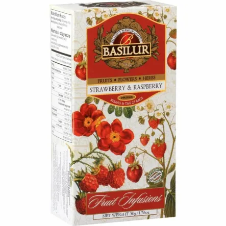 Herbatka Owocowa STRAWBERRY & RASPBERRY 25 Saszetek - Basilur