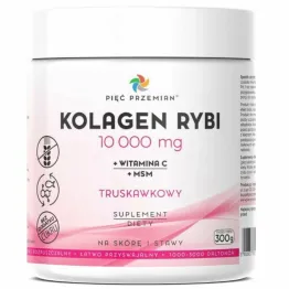 Kolagen Rybi + Witamina C + MSM Truskawkowy 300 g - Pięć Przemian