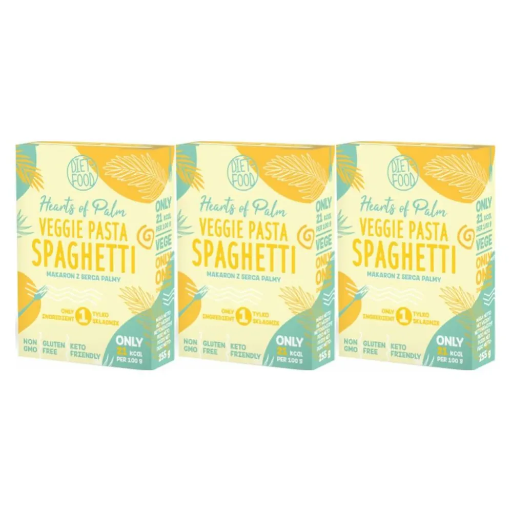 3 x Makaron z Serca Palmy Spaghetti Vaccum Pudełko 255 g - Diet Food