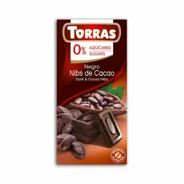 Czekolada Gorzka z Ziarnami Kakao Bez Dodatku Cukru 75 g - Torras