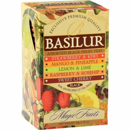 Mieszanka Herbat Czarnych z Dodatkami Assorted Magic Fruits Saszetki 50 g( 25 x2 g) - BASILUR