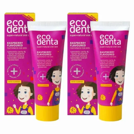 2 x Pasta do Zębów dla Dzieci z Fluorem Malinowa 100 ml - ECODENTA 