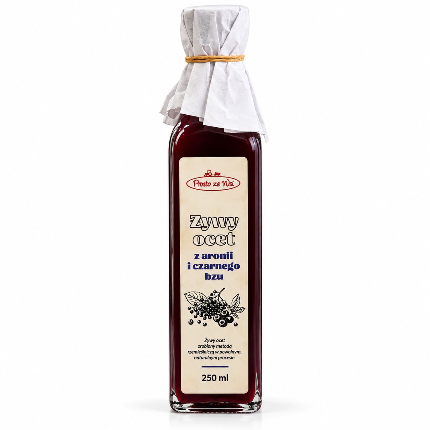 Żywy Ocet z Aronii i Czarnego Bzu Niepasteryzowany 250 ml - Prosto ze Wsi
