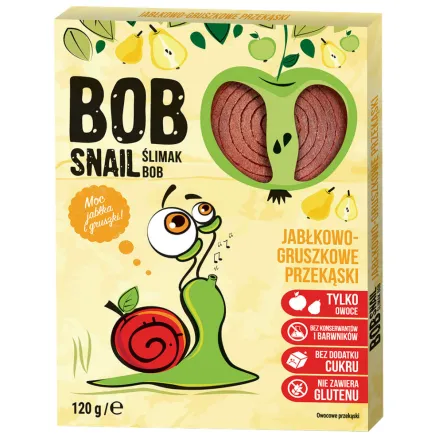Przekąska Jabłkowo-Gruszkowa Bez Dodatku Cukru 120 g - Bob Snail - Przecena Krótka Data Minimalnej Trwałości