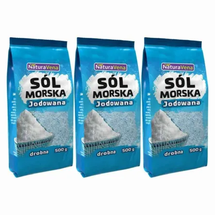 3 x Sól Morska Drobno Mielona 500 g - Naturavena