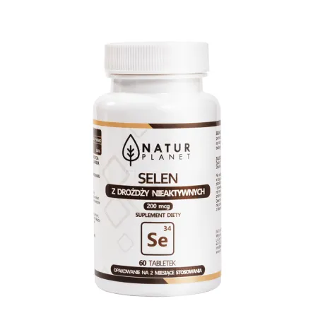 Selen Naturalny z Drożdży Nieaktywnych 200 mcg 60 Tabletek Natur Planet