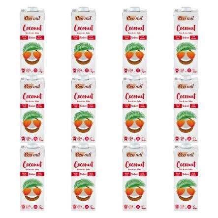12 x Napój Kokosowy Bezglutenowy Niesłodzony Bio 1 l Ecomil