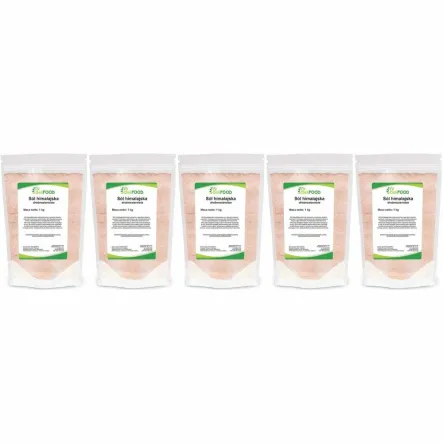 5 x Sól Himalajska Różowa Drobnoziarnista 1 kg - DeliFood