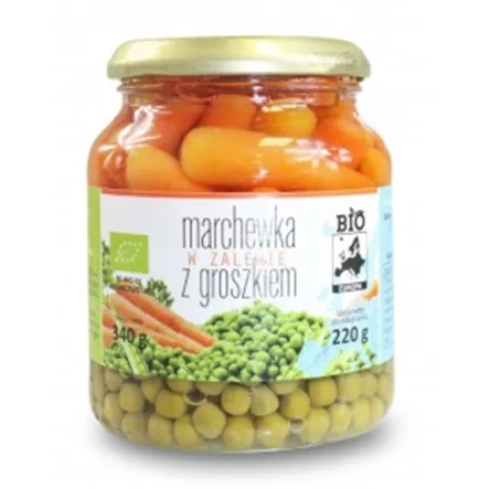 Marchewka z Groszkiem W Zalewie w Słoiku Bio 340g/220g Bio Europa