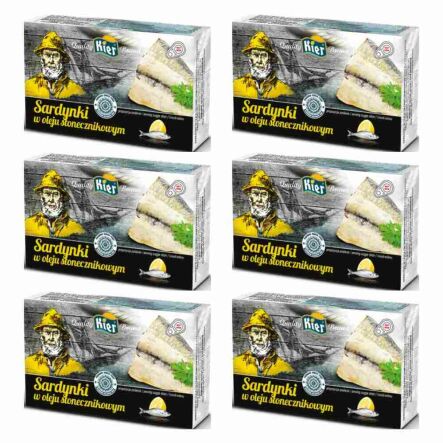 6 x Sardynki w Oleju Słonecznikowym 125 g (90 g) - Kier
