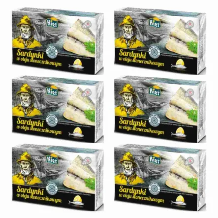 6 x Sardynki w Oleju Słonecznikowym 125 g (90 g) - Kier