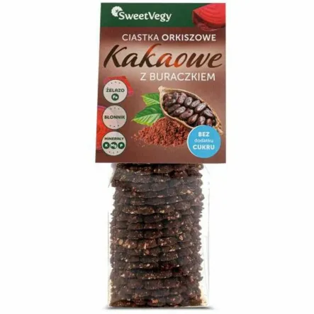 Ciastka Orkiszowe Kakao & Buraczki Bez Dodatku Cukru 100 g - SweetVegy