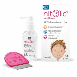 Pipi Nitolic - Zestaw Spray Eliminacja Wszy i Gnid 30 ml +Grzebień - ICB Pharma