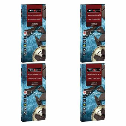Zestaw 4 x Czekolada Gorzka ze Stewią i Erytrytolem 100 g - Pure and Good