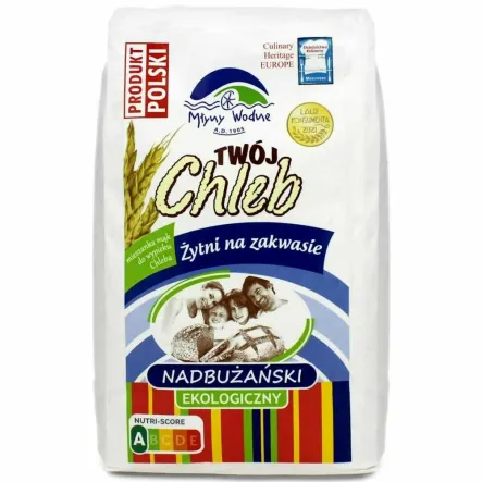 Mieszanka Twój Chleb Nadbużański Żytni Na Zakwasie Bio 1 kg - Młyny Wodne - Przecena Krótka Data Minimalnej Trwałości