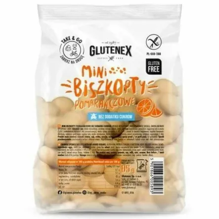 Mini Biszkopty Pomarańczowe Bezglutenowe Bez Dodatku Cukru 85 g - Glutenex
