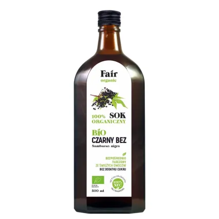 Sok z Czarnego Bzu Bio 500 Ml  Fair Organic - Przecena Krótka Data Minimalnej Trwałości