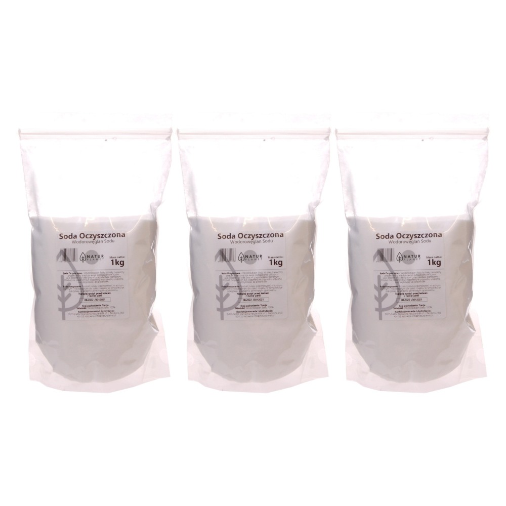 Zestaw 3 x Wodorowęglan Sodu Soda Oczyszczona Proszek 1 kg - Natur Planet