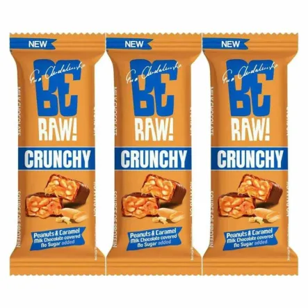 3 x Baton Crunchy Peanuts and  Caramel 40 g - BeRaw