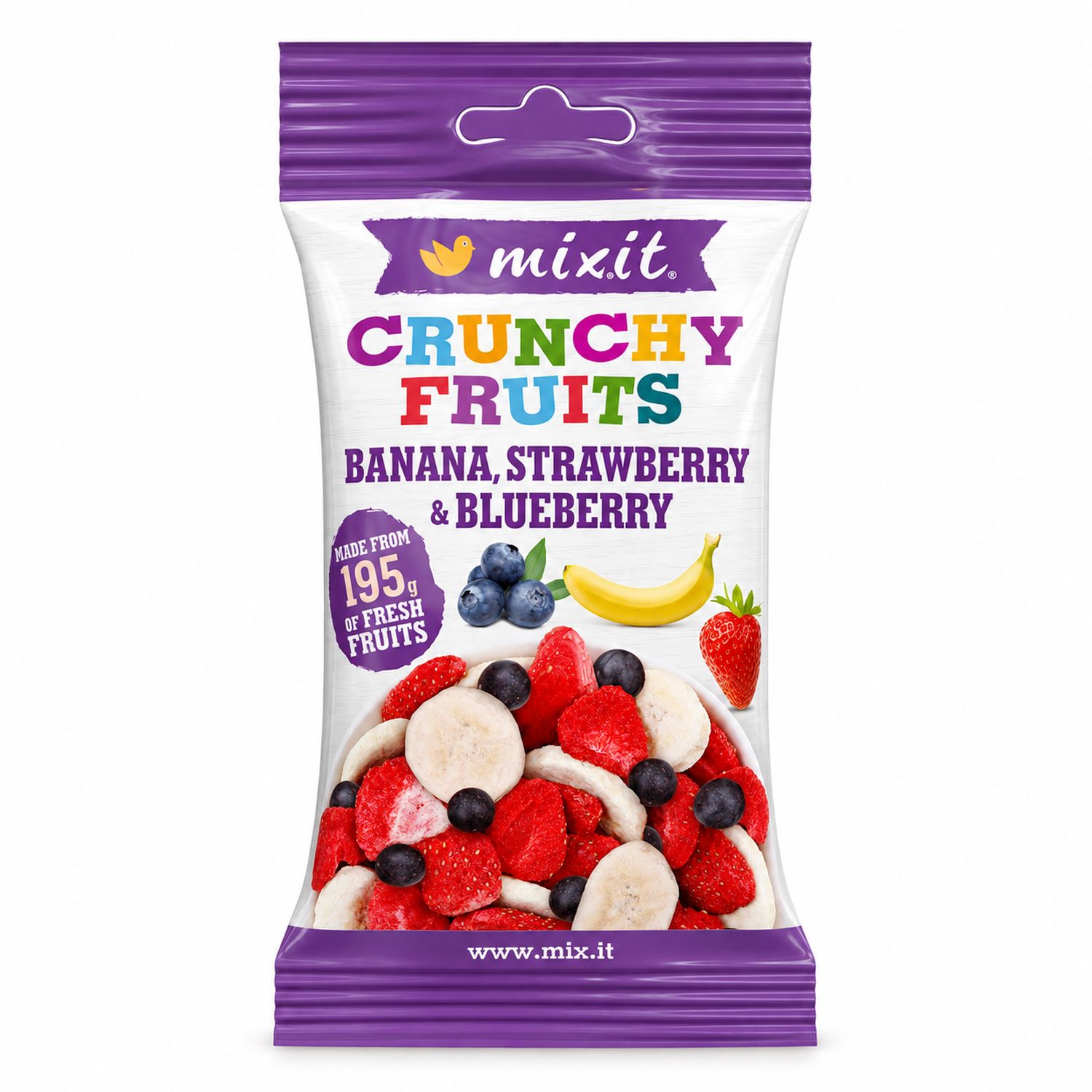 Chrupiący Banan Truskawka i Jagoda do Kieszeni 23 g - Mixit