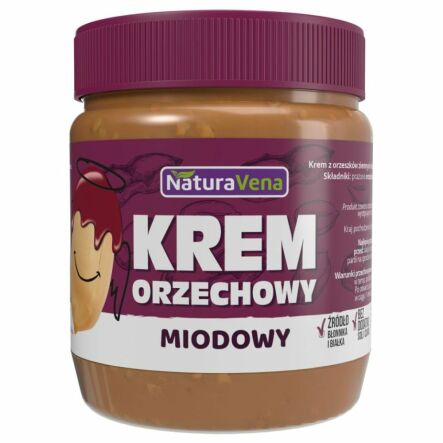 Krem Orzechowy Miodowy Bez Soli i Cukru 340 g - NaturAvena