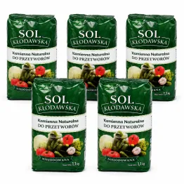 5,5 kg Sól Kłodawska 5x 1,1kg  Kamienna Naturalna Do Przetworów Niejodowana do Kiszenia - Kopalnia Soli Kłodawa 1100 g