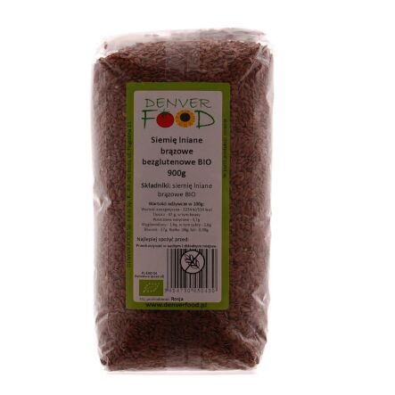 Siemię Lniane Brązowe Bezglutenowe Bio 900 g - Denver