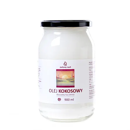 Olej Kokosowy Nierafinowany - Tłoczony Na Zimno 900 ml - Zielony Nurt