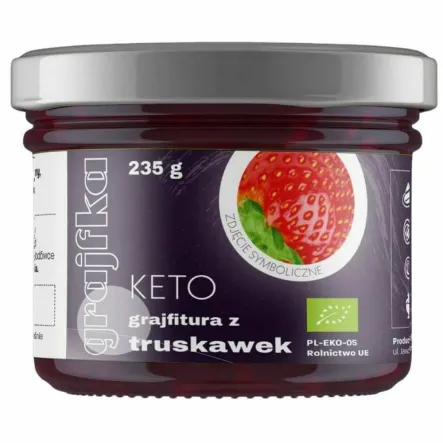 Mus z Truskawek Bez Dodatku Cukru Keto Bio 235 g - Grajfka