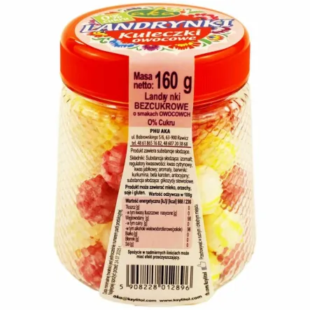 Landrynki Kuleczki Owocowe Bez Cukru 160 g - Aka