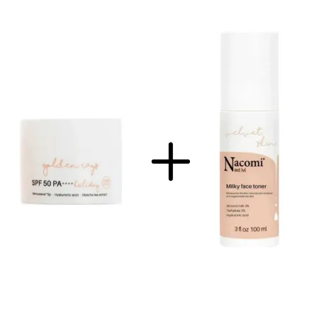 Krem Przeciwzmarszczkowy do Twarzy z Filtrem SPF Holiday 50 ml - Nacomi + Tonik Mleczny do Twarzy Nawilżający 100 ml - Nacomi