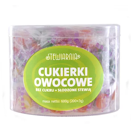 Cukierki Owocowe Bez Dodatku Cukru 600 g (200 szt. x 3 g) Stewiarnia