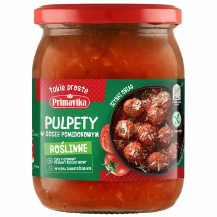 Pulpety Roślinne w Sosie Pomidorowym Bezglutenowe 470 g - Primavika